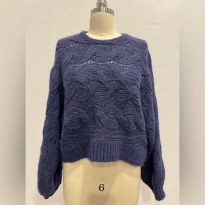FARM Rio Navy Blue Cable Knit Sweater EUC